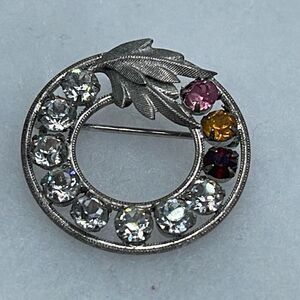 Vintage dce Curtis sterling silver cut glass brooch